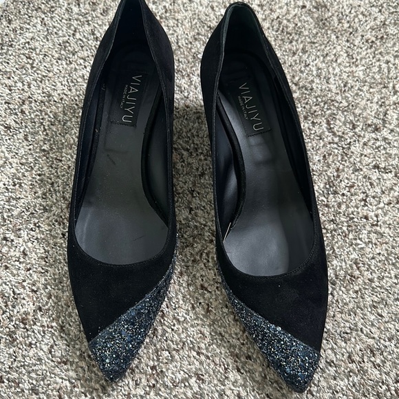 VIAJIYU  black wedges size 9 - Picture 3 of 9